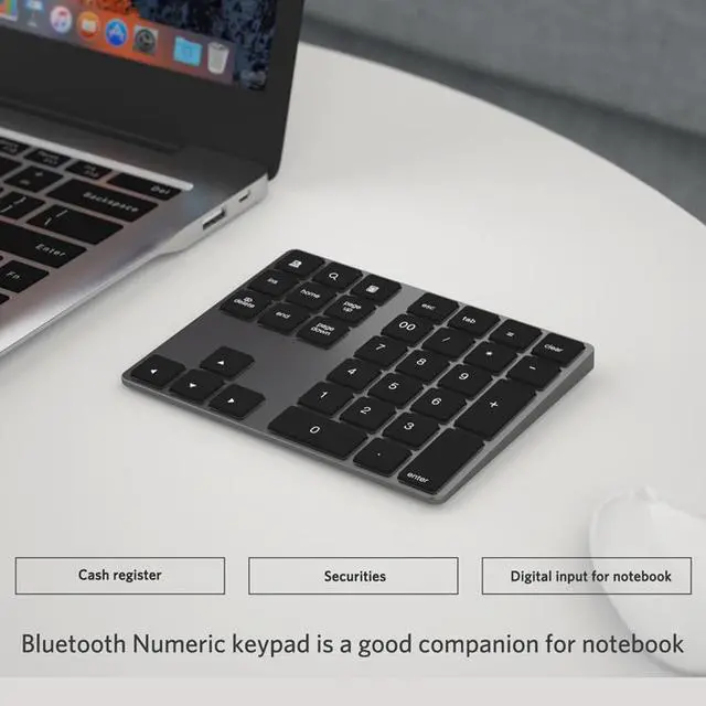 Alt view image 4 of 7 - Mini Numeric Keyboard Wireless Bluetooth Keypad 34keys Calculator Keyboard Rechargeable Keypads for Windows/ iOS/Android For PC Macbook Number Pad Mini