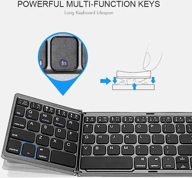 Alt view image 5 of 7 - 3 in 1 Wireless Bluetooth Keyboard Super Slim Touchpad Twice Foldable Keypad Rechargeable for Tablet/Laptop Android/IOS Devices