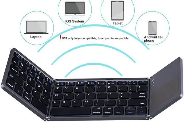Alt view image 7 of 7 - 3 in 1 Wireless Bluetooth Keyboard Super Slim Touchpad Twice Foldable Keypad Rechargeable for Tablet/Laptop Android/IOS Devices