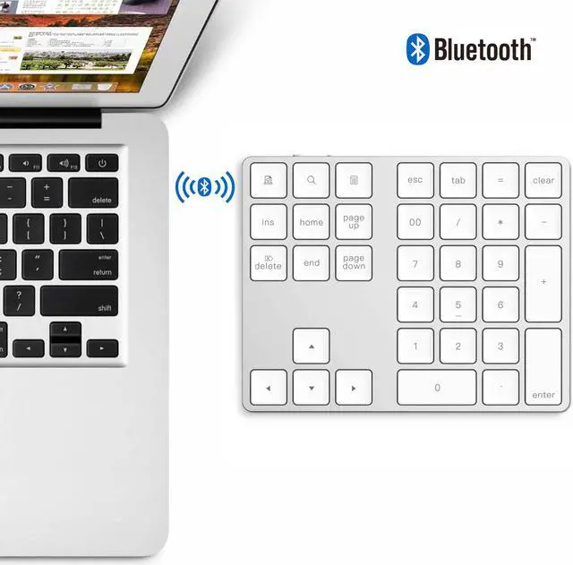 Alt view image 2 of 7 - Mini Numeric Keyboard Wireless Bluetooth Keypad 34keys Calculator Keyboard Rechargeable Keypads for Windows/ iOS/Android For PC Macbook Number Pad Mini
