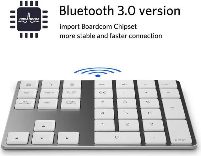 Alt view image 6 of 7 - Mini Numeric Keyboard Wireless Bluetooth Keypad 34keys Calculator Keyboard Rechargeable Keypads for Windows/ iOS/Android For PC Macbook Number Pad Mini