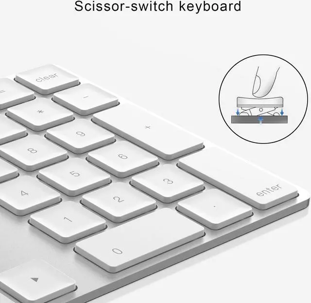 Alt view image 7 of 7 - Mini Numeric Keyboard Wireless Bluetooth Keypad 34keys Calculator Keyboard Rechargeable Keypads for Windows/ iOS/Android For PC Macbook Number Pad Mini