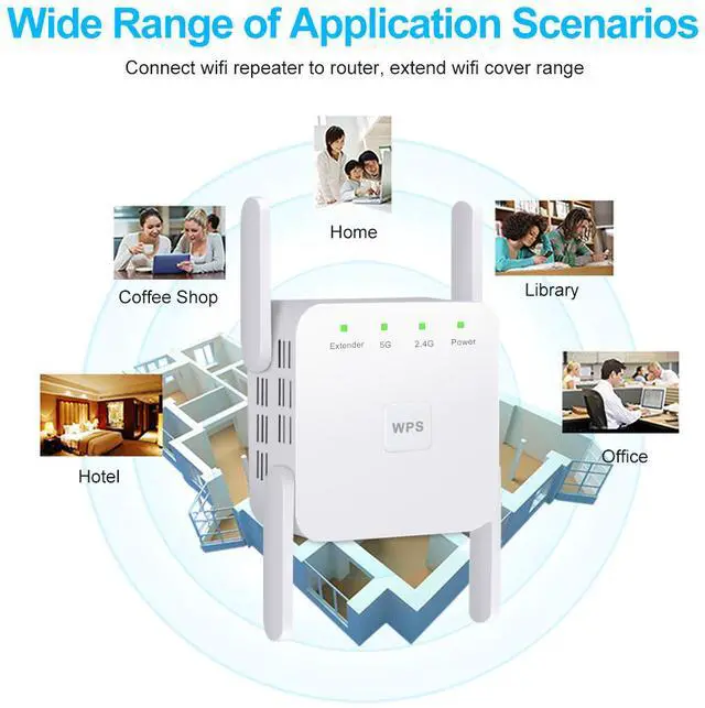 Alt view image 6 of 7 - AC1200 Dual Band Wifi Repeater Wireless Range Extender 2.4G   300Mbps 5G 867Mbps Wall Repeater WiFi Amplifier Booster Home Networking Enhance Wifi Signal