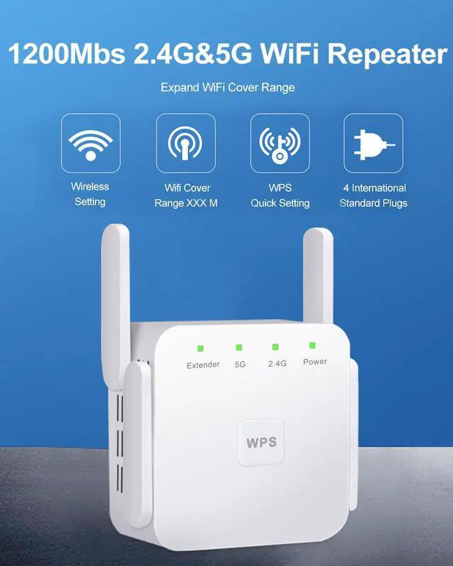 Main image of AC1200 Dual Band Wifi Repeater Wireless Range Extender 2.4G   300Mbps 5G 867Mbps Wall Repeater WiFi Amplifier Booster Home Networking Enhance Wifi Signal
