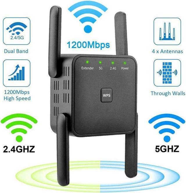 AC1200 Dual Band Wifi Repeater Wireless Range Extender 2.4G 300Mbps 5G  867Mbps Wall Repeater WiFi Amplifier Booster Home Networking Enhance Wifi  Signal 
