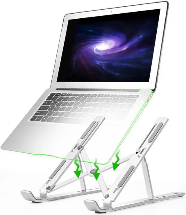 Alt view image 2 of 7 - Portable Laptop Stand Foldable Ergonomic Notebook Holder Aluminum Adjustable Laptop Holder Tablet Base for 10~15.6” PC Notebook