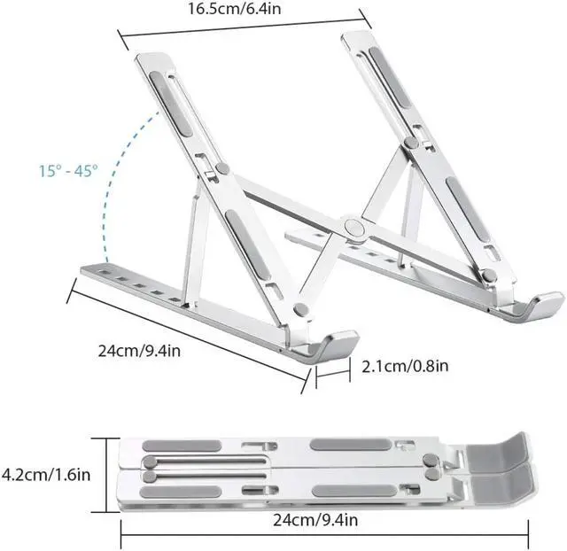 Alt view image 3 of 7 - Portable Laptop Stand Foldable Ergonomic Notebook Holder Aluminum Adjustable Laptop Holder Tablet Base for 10~15.6” PC Notebook