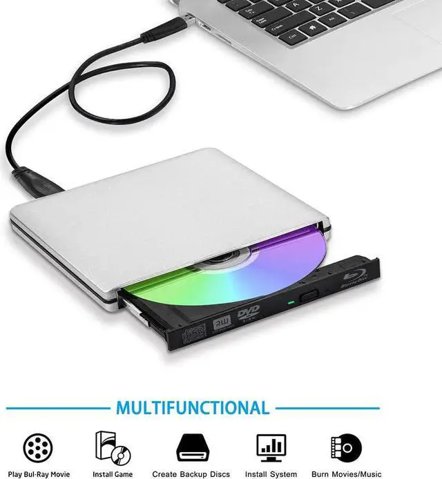 Alt view image 4 of 7 - CENULIN Blu-ray Burner USB3.0 External Optical Drive DVD Player Aluminum Blu Ray Writer Reader 3D 6x Slim BD CD DVD Player for Laptop Desktop Windows XP/7/8/10,Mac OS