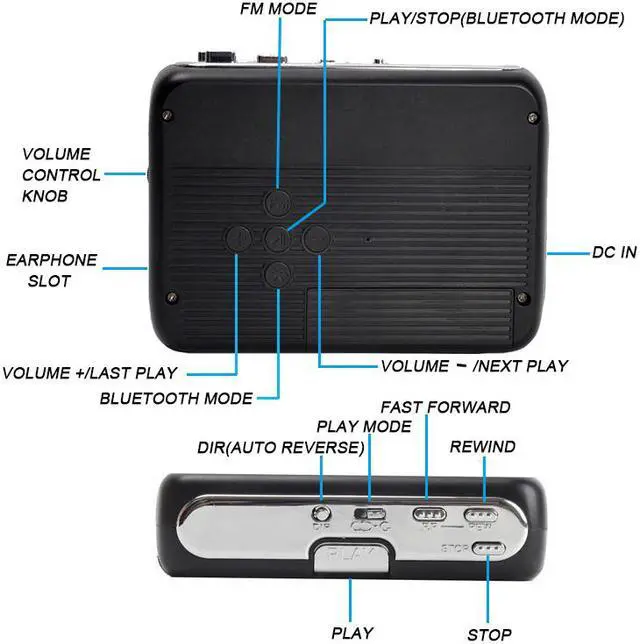 Alt view image 6 of 7 - Bluetooth Transmitter Walkman Stereo Cassette Player with FM Radio Auto-revers function Personal Bluetooth Cassette Player Transmit Tape Music to Bluetooth Earphone or Speaker