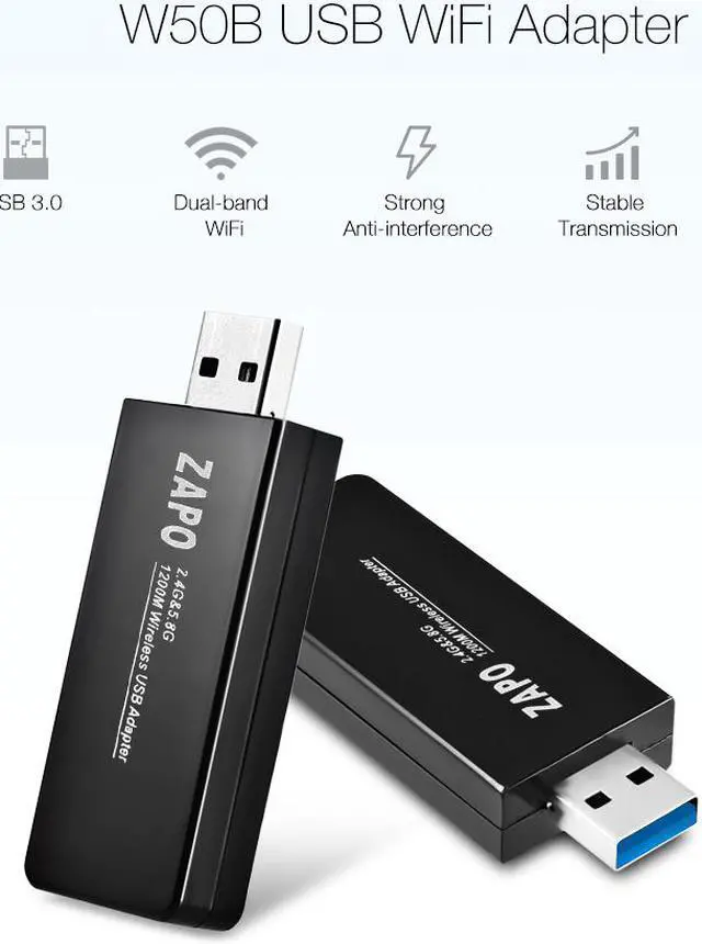 Main image of 2.4G/5G Dual Band Wireless USB Adapter 802.11 ac 1200Mbps USB Wifi Receiver for Desktop/Notebook