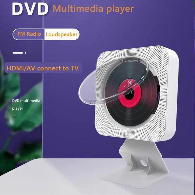 Alt view image 3 of 7 - Wall Mounted CD Player Bluetooth Stereo HiFi Speaker DVD Player CD Boombox  FM Radio with LCD Display Alarm Clock Wireless Remote Control Support 1080P HDMI Video to TV
