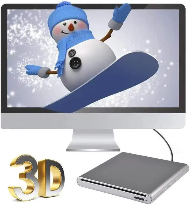 Alt view image 3 of 7 - External 3D Blu-Ray Burner DVD Writer Drive USB 3.0 Blu-ray Drive Player CD DVD Recorder Reader for Windows XP/7/8/10, Mac OS