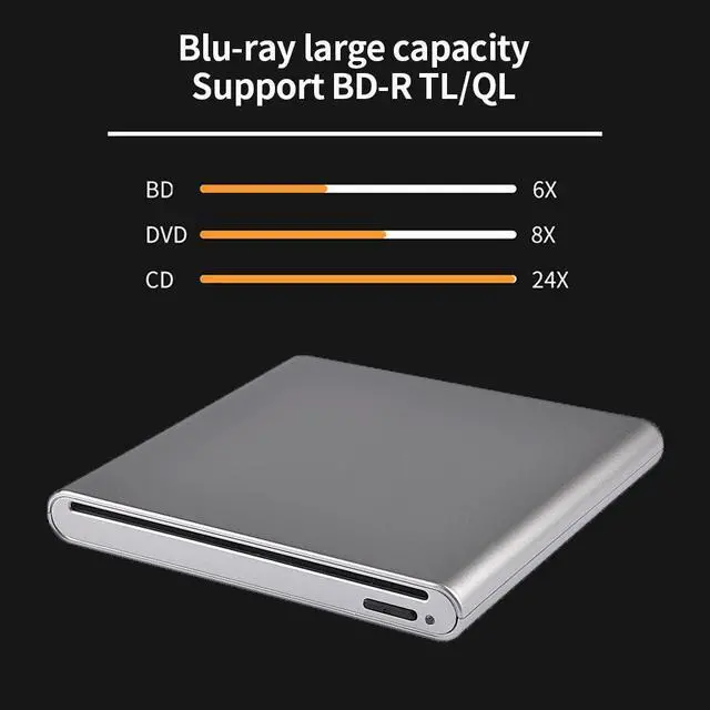 Alt view image 4 of 7 - External 3D Blu-Ray Burner DVD Writer Drive USB 3.0 Blu-ray Drive Player CD DVD Recorder Reader for Windows XP/7/8/10, Mac OS