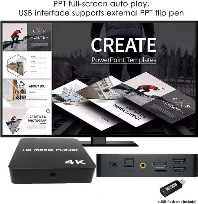 Alt view image 4 of 7 - 4K HDD Media Player Auto Play USB Drive/TF card/External Hard Disk 1080P FULL HD Multimedia Player Support Playback video ,Music,Picture, PPT,with HDMI/AV Out for HDTV/Projector/Monitor