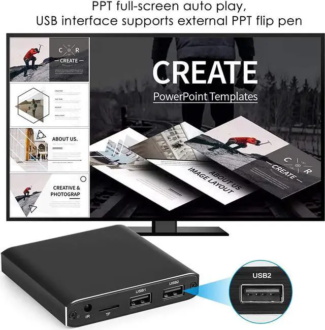 Alt view image 4 of 7 - Mini 4K Advertising Player With TF/AV/HDMI/USB Disk 1080P Full HD Media Player Supports MKV video & Blu-ray movies External HDD Multimedia Player for Splicing Screen/Projector