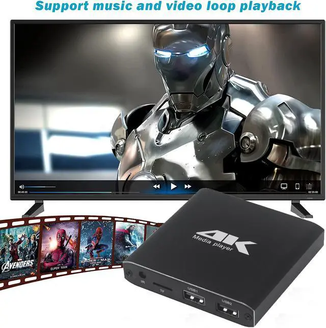 Alt view image 2 of 7 - Mini 4K Advertising Player With TF/AV/HDMI/USB Disk 1080P Full HD Media Player Supports MKV video & Blu-ray movies External HDD Multimedia Player for Splicing Screen/Projector