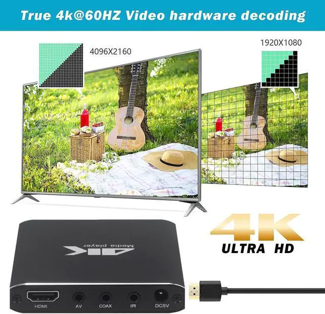 Alt view image 5 of 7 - Mini 4K Advertising Player With TF/AV/HDMI/USB Disk 1080P Full HD Media Player Supports MKV video & Blu-ray movies External HDD Multimedia Player for Splicing Screen/Projector
