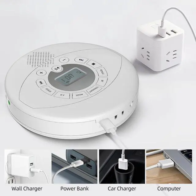 Alt view image 5 of 7 - Portable CD Player Bluetooth CD Walkman Built in Speakers with Headphones Rechargeable CD Player Support USB/AUX input