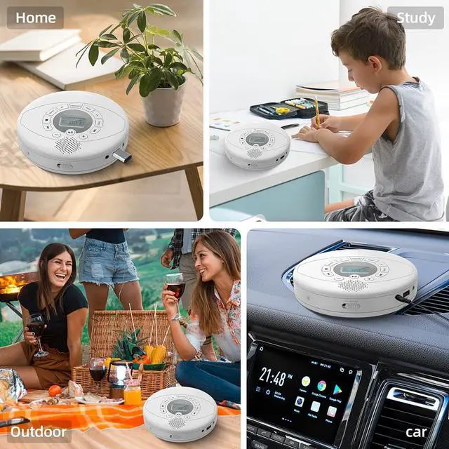 Alt view image 3 of 7 - Portable CD Player Bluetooth CD Walkman Built in Speakers with Headphones Rechargeable CD Player Support USB/AUX input