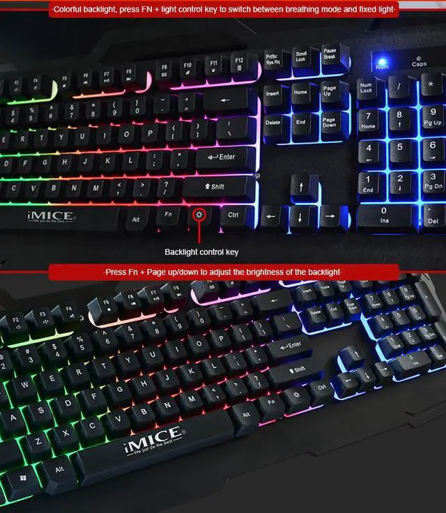Alt view image 7 of 7 - IMICE Gaming Keyboard Wired USB Gamer Keyboards 104 Keys Computer Keyboard Metal Panel Floating Backlit Keyboard For Desktop/PC
