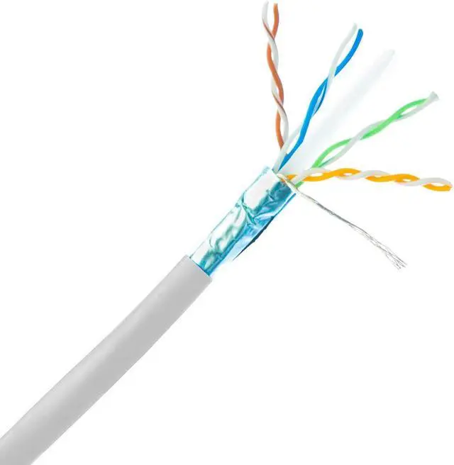 Main image of Bulk Shielded Cat6a White Ethernet Cable, 10 gig Solid,  500 Mhz, 23 AWG, Spool, 1000 foot