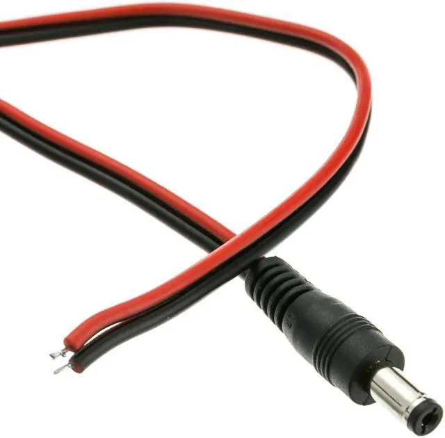 Main image of DC Power Plug to 22AWG Bare Wire, DC Male to Open Ends, 1 foot