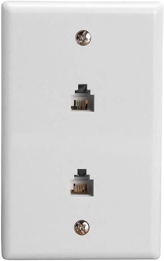 Alt view image 4 of 5 - Cmple - Double RJ11 Connector with 4 Conductors Phone Wall Plate Jack 6P4C Telephone Dual Jack Wallplate with Screws