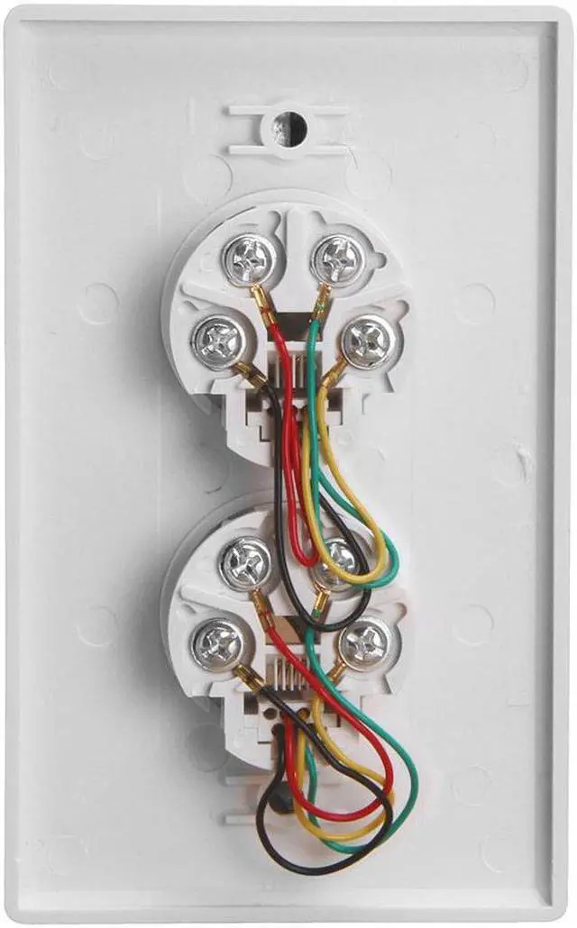 Alt view image 5 of 5 - Cmple - Double RJ11 Connector with 4 Conductors Phone Wall Plate Jack 6P4C Telephone Dual Jack Wallplate with Screws