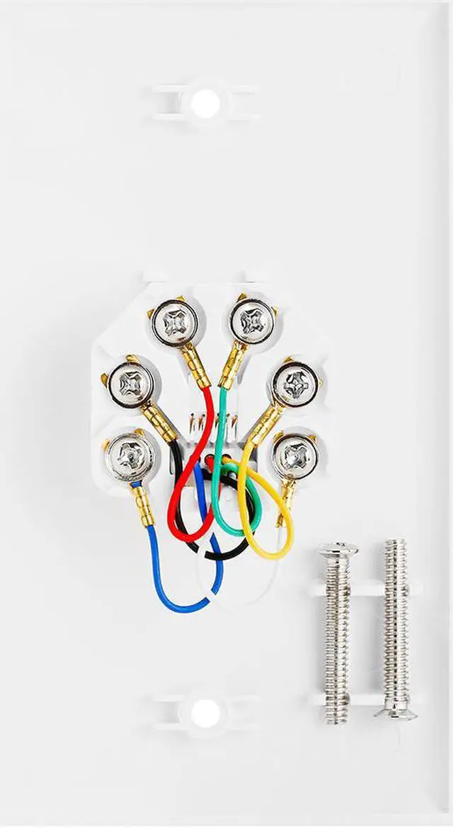 Alt view image 5 of 5 - Cmple - Single RJ11 Connector with 6 Conductors Phone Wall Plate Jack 6P6C Telephone Single Jack Wallplate with Screws