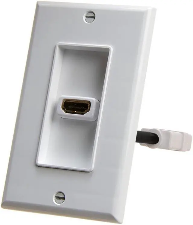 Alt view image 9 of 10 - CMPLE HDMI Wall Plate Single-Gang White Wall Plate 4 Rear Extension Cable,1-Port HDMI Insert 4K UHD, ARC, and Ethernet