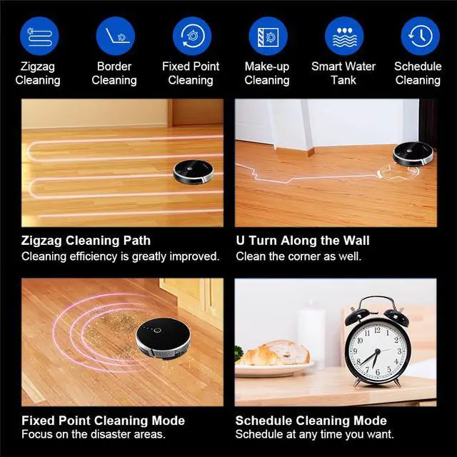 Alt view image 6 of 14 - LIECTROUX C30B Robot Vacuum Cleaner, Smart Mapping, with Memory, WiFi App & Voice Control, 4000Pa Strong Suction, Dry & Wet Mopping, Suit for Pet Hair, Home Floor & Carpet Cleaning, Disinfection