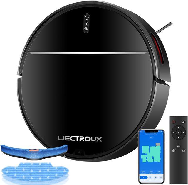 Liectroux M7S Pro Hybrid Robot Vacuum Cleaner, Smart Dynamic Navigation,  Suction 4000Pa, Great for dog or cat's fur. Sweep and Scrub, Wi-Fi, Silent,  Auto-recharge,Work with Alexa & Google Assistant 