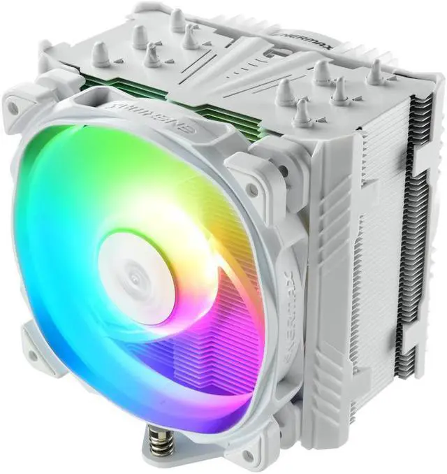 Alt view image 2 of 7 - Enermax ETS-T50 Axe ARGB White CPU Air Cooler, 230W+ TDP for Intel/ AMD Universal Socket, AM4 / LGA 1700/1200/1151, 5 Direct Contact Heat Pipes, 120mm PWM Fan LGA 1700 Ready - White