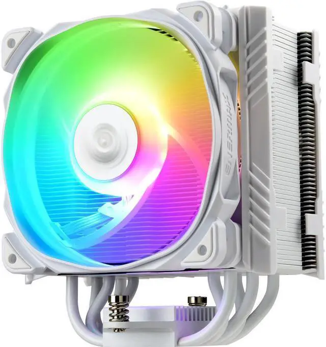Main image of Enermax ETS-T50 Axe ARGB White CPU Air Cooler, 230W+ TDP for Intel/ AMD Universal Socket, AM4 / LGA 1700/1200/1151, 5 Direct Contact Heat Pipes, 120mm PWM Fan LGA 1700 Ready - White