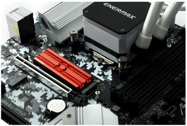 Alt view image 4 of 8 - Enermax M.2 2280 NVMe SSD Heatsink, Double-Sided Heat Sink, with Thermal Silicone Pad for PC / PS5 Cooling - Red