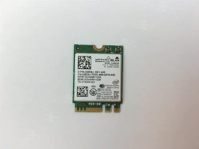 Main image of Dell 3160 Intel Dual Band WiFi Wireless BlueTooth M.2 Ngff Card 28D9J 028D9J
