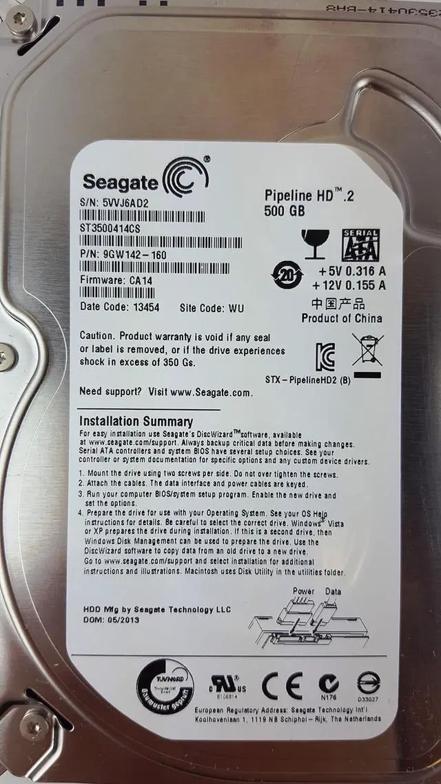Alt view image 7 of 13 - Seagate ST3500414CS 500GB 5900 RPM 16MB Cache SATA 3.0Gb/s 3.5" Internal Hard Drive Bare Drive