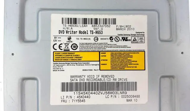 Alt view image 4 of 4 - HP Model TS-H653 DVD Writer Toshiba Samsung 71Y5545