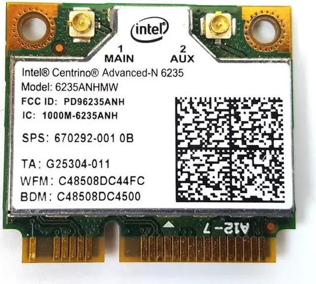Main image of HP Laptop Intel 6235 6235ANHMW BlueTooth Wireless WiFi Card 670292-001