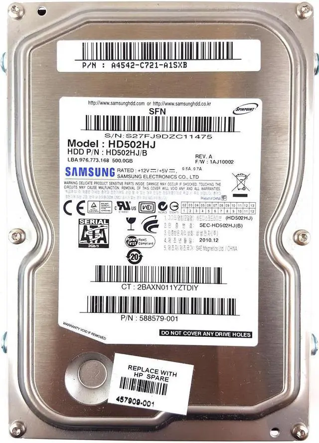 Alt view image 4 of 5 - Samsung HD502HJ Spinpoint F3 HD502HJ 500 GB Hard Drive - 3.5" Internal - SATA (SATA/300)
