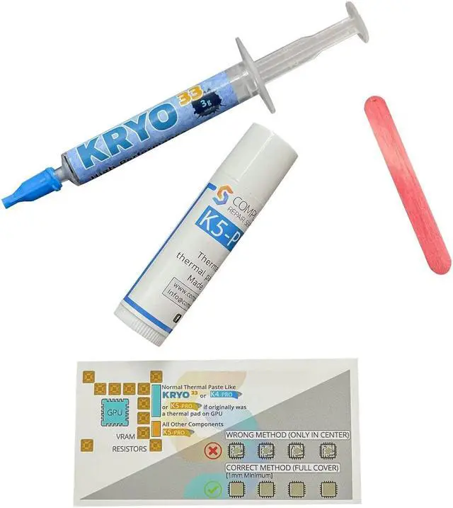 Alt view image 5 of 7 - Ultimate Repaste KIT K5 PRO 10g & KRYO33 3g Thermal Paste and Thermal Putty Pad Replacement Set Compatible with Apple iMac, Asus ROG, Acer Nitro, MSI laptops, RTX 3080, PS4, Nintendo Switch, CSGR