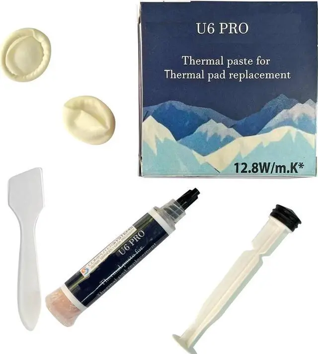 Main image of UPSIREN U6 PRO 10g applicator tube Precision thermal putty for thin heat sinks;12.8 W/m·K*.Applicator tube format for clean, drop by drop placement in tight layouts; soft and lightly tacky;