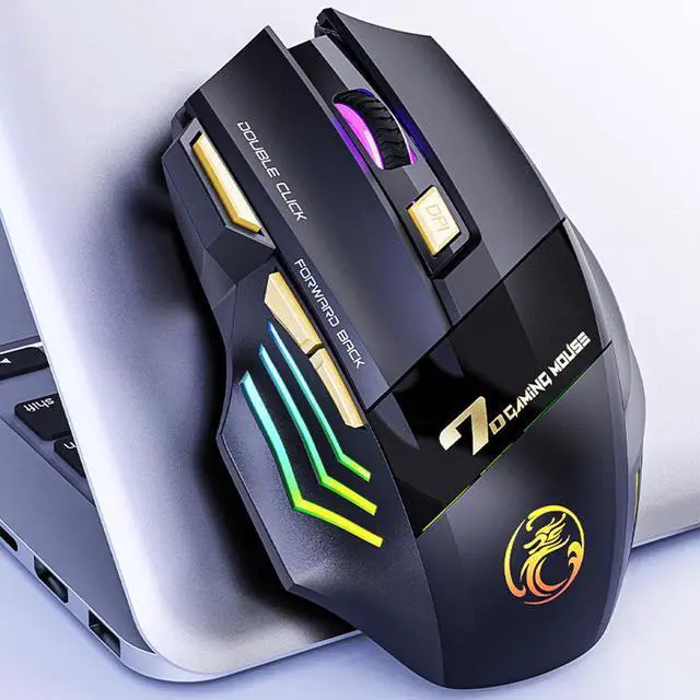 Alt view image 2 of 7 - iMICE GW-X7 7-button Silent Rechargeable Wireless Gaming Mouse with Colorful RGB Lights
