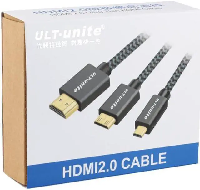Alt view image 4 of 6 - ULT-unite Gold-plated Head HDMI 2.0 Male to Male Nylon Braided Cable, Cable Length: 2m