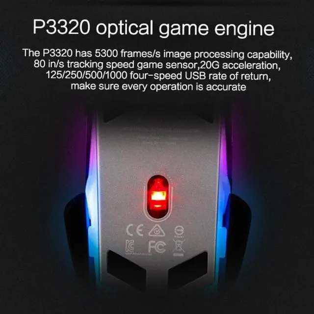 Alt view image 4 of 7 - Rapoo V302 8 Keys Color RGB Gaming Wired Mouse, Cable Length: 1.8m (Black)