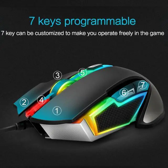 Alt view image 6 of 7 - Rapoo V302 8 Keys Color RGB Gaming Wired Mouse, Cable Length: 1.8m (Black)