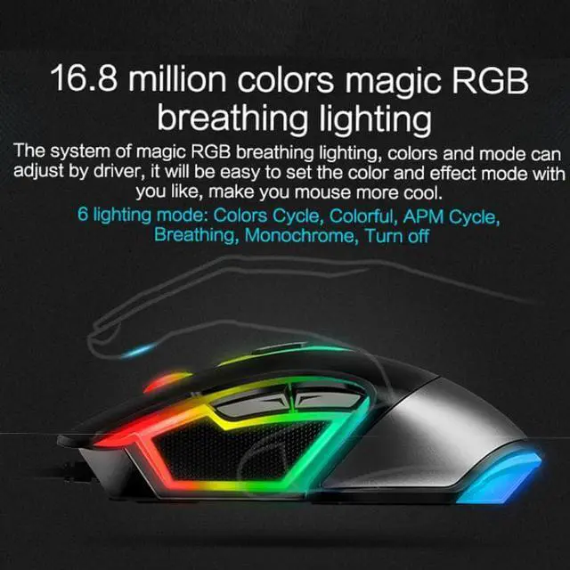 Alt view image 5 of 7 - Rapoo V302 8 Keys Color RGB Gaming Wired Mouse, Cable Length: 1.8m (Black)