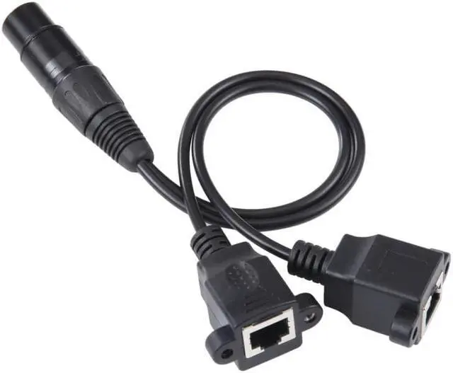 Alt view image 2 of 6 - 3-pin XLR Female to 2 x RJ45 Female Ethernet LAN Network Extension Cable, Cable Length: 30cm(Black)