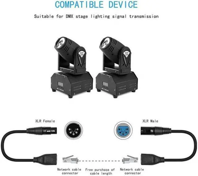 Alt view image 5 of 6 - 3-pin XLR Female to 2 x RJ45 Female Ethernet LAN Network Extension Cable, Cable Length: 30cm(Black)