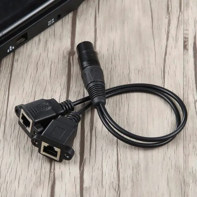 Alt view image 6 of 6 - 3-pin XLR Female to 2 x RJ45 Female Ethernet LAN Network Extension Cable, Cable Length: 30cm(Black)